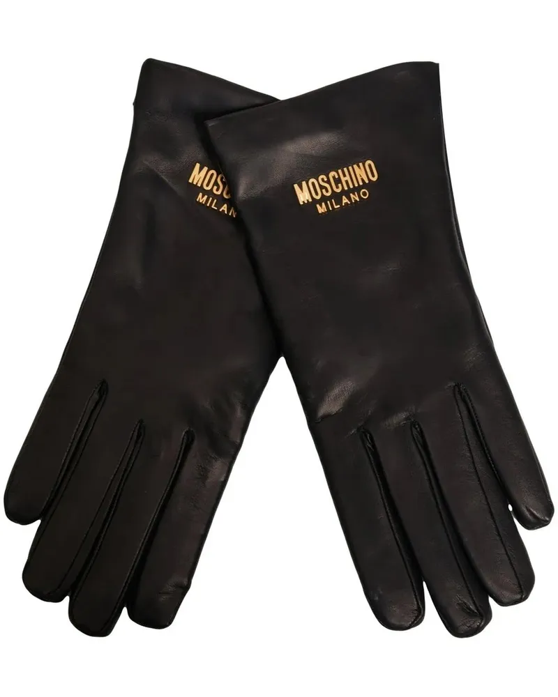 Moschino Handschuhe Leather gloves schwarz Schwarz