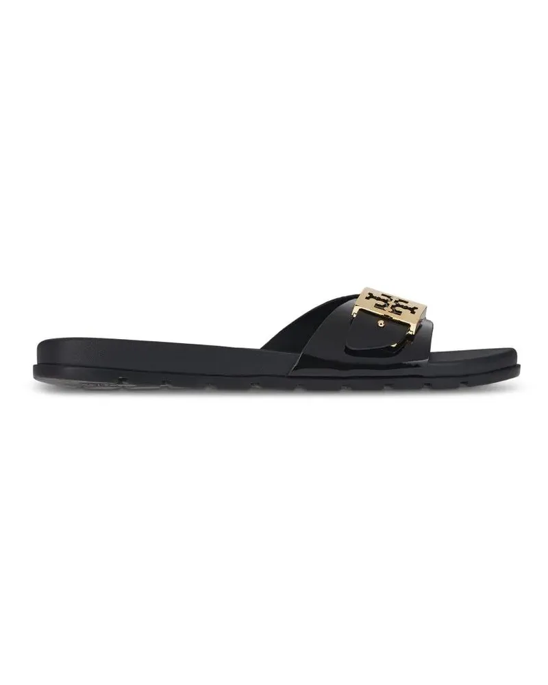 Tory Burch Sandalen Prominent Buckle Slide Sandals In Smooth Leather schwarz Schwarz