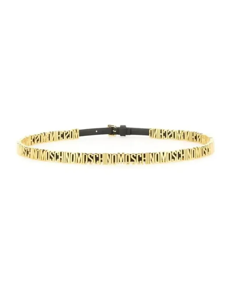 Moschino Gürtel Gold Leather Belt With Bold Logo Detailing goldfarben 