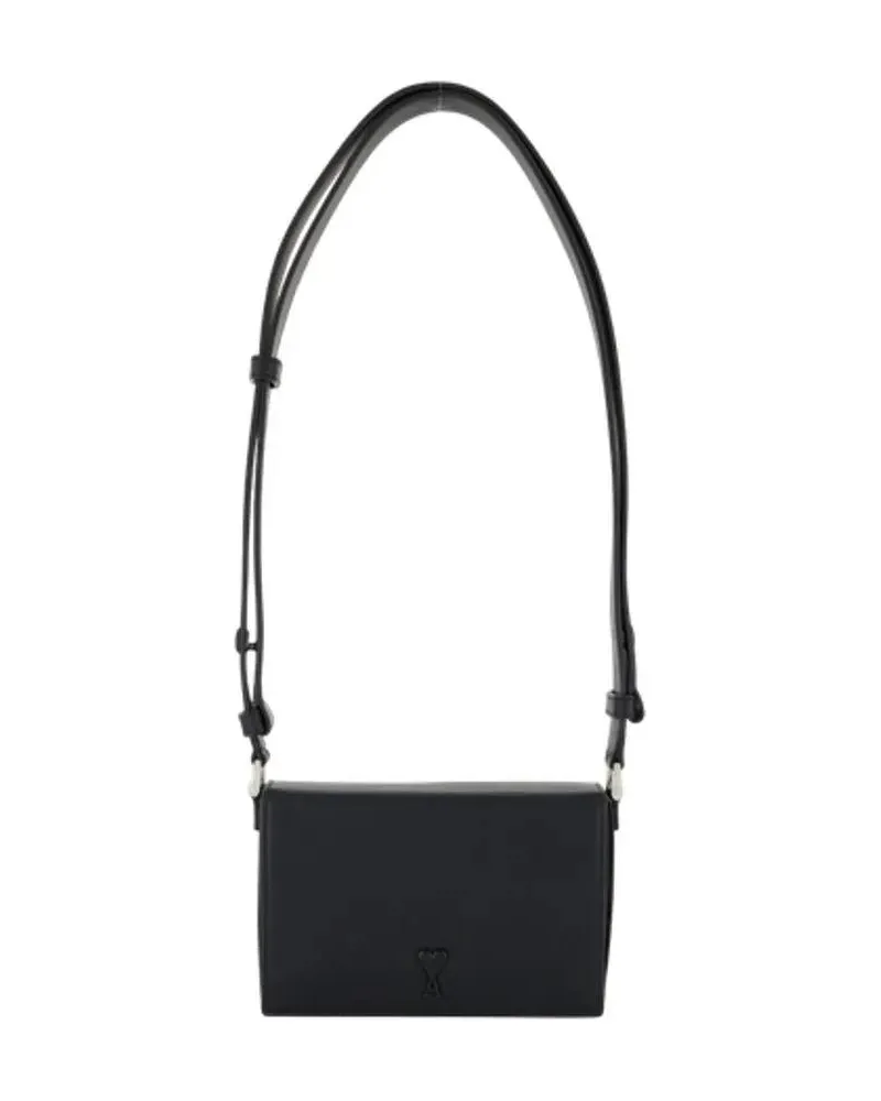 AMI Paris Hobo Bags Adc Crossbody - Leather - Black schwarz Schwarz
