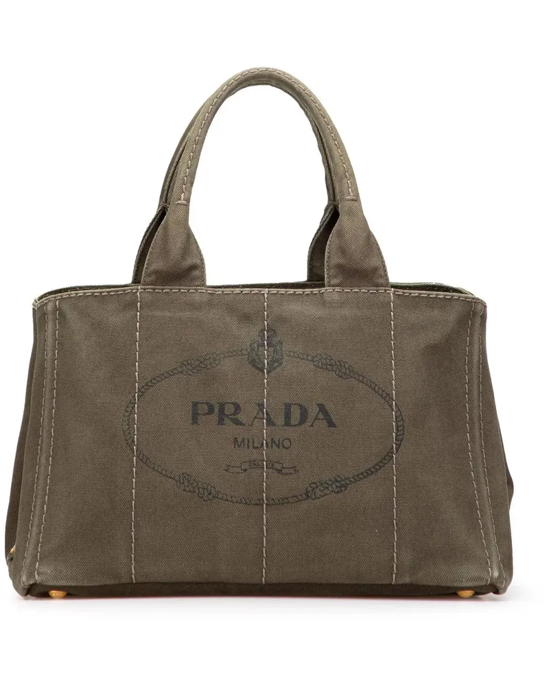 Prada Hobo Bags Canvas Canapa Logo Satchel braun Braun