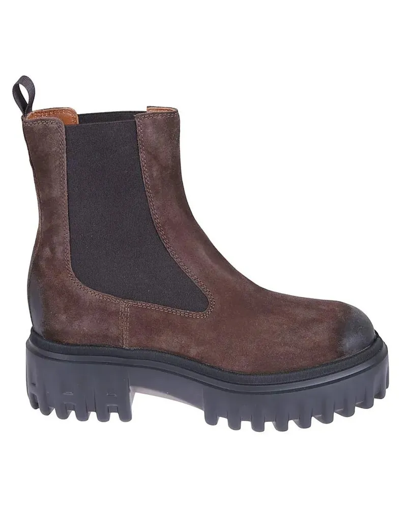 Hogan Stiefel Brown Suede Boots With Rubber Sole grau Grau