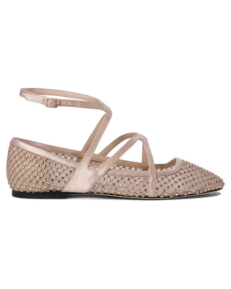 Jimmy Choo Pointed Toe Ballerinas With Crisscross Straps pink Rosa