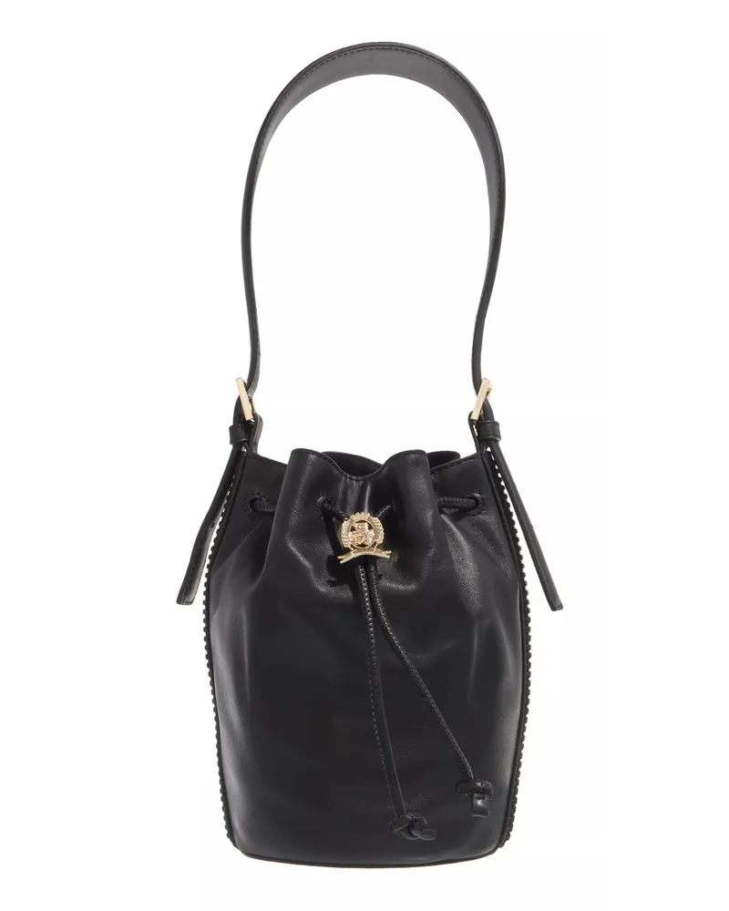 Tommy Hilfiger Beuteltaschen Crest Leather Bucket schwarz Schwarz