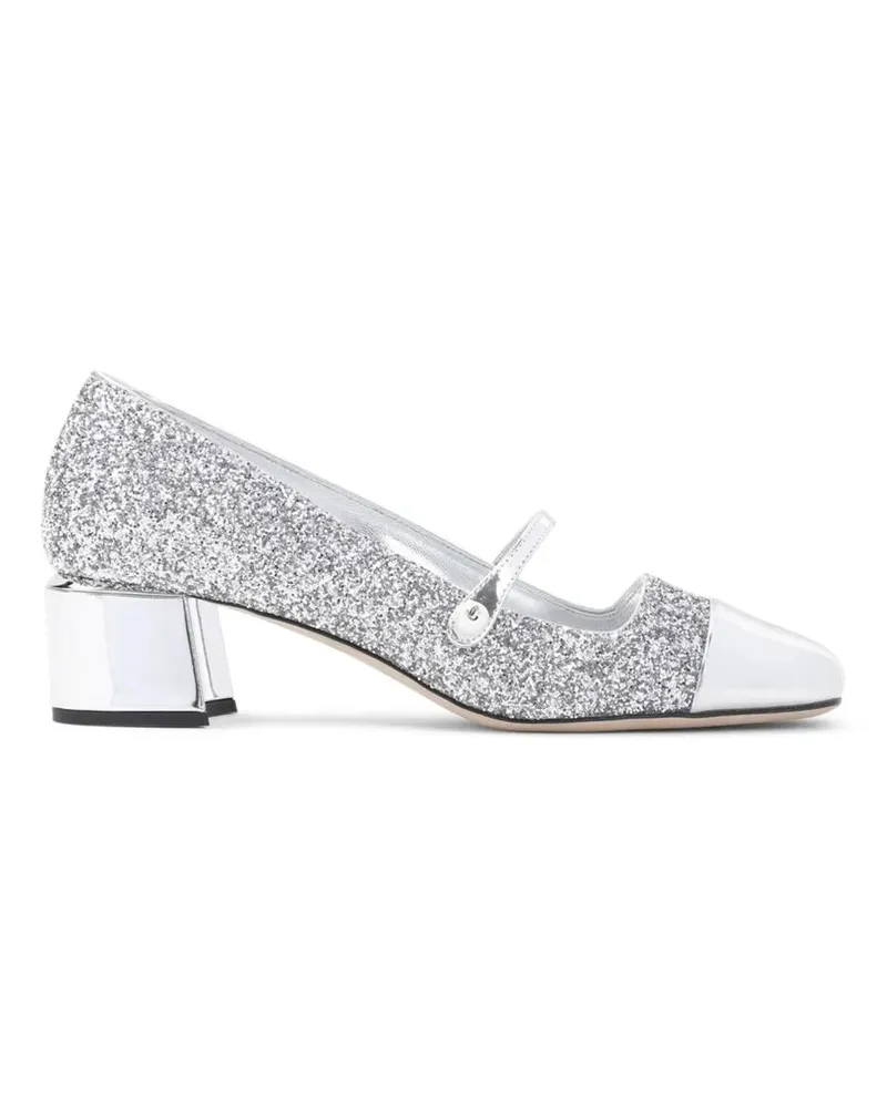 Jimmy Choo Hohe Schuhe Metallic Pumps With Block Heel And Glamorous Finis gunmetal Gunmetal