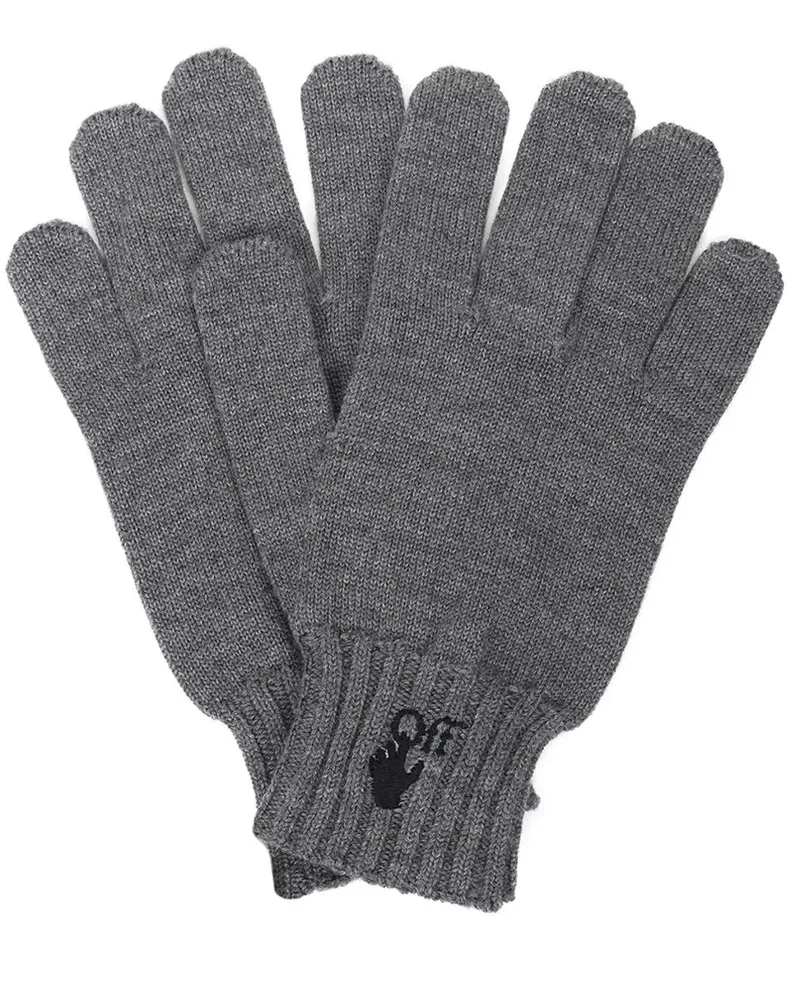 OFF-WHITE Handschuhe Hand Off Logo Wool Gloves grau Grau