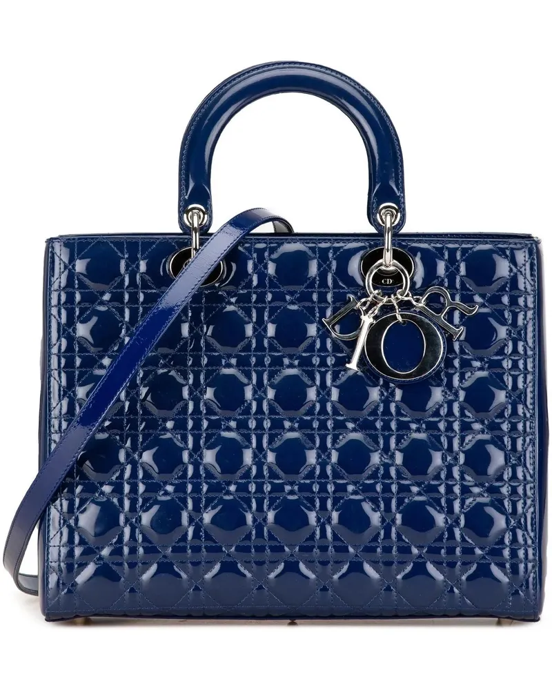 Dior Hobo Bags 2013 Large Patent Cannage Lady Dior blau Blau