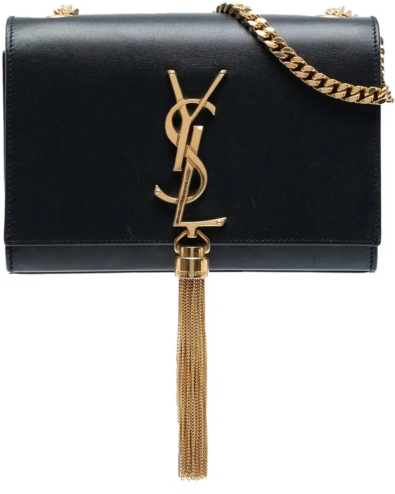 Saint Laurent Hobo Bags Small Leather Monogram Kate Tassel Crossbody schwarz Schwarz