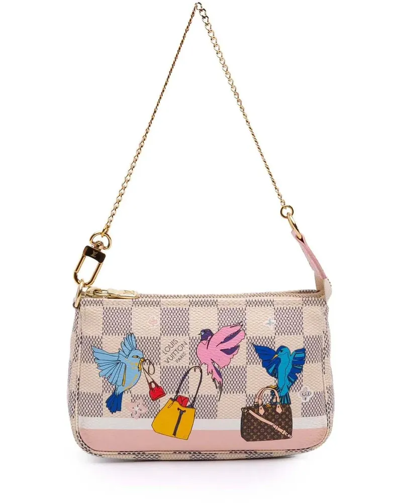 Louis Vuitton Crossbody Bags Damier Azur Christmas Birds Mini Pochette Accessoi weiß Weiß