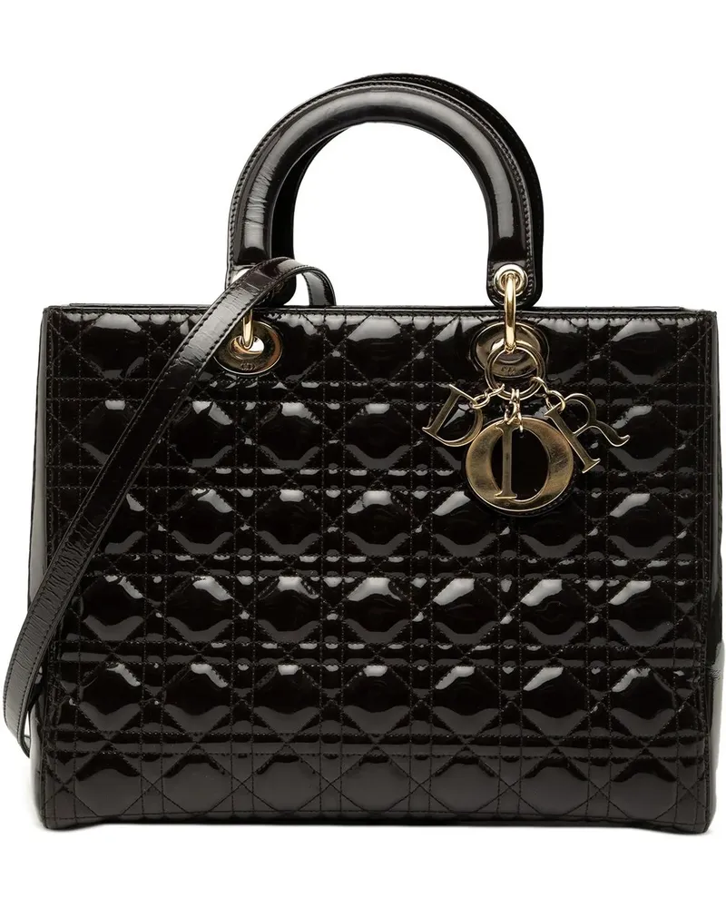 Dior Hobo Bags Large Patent Cannage Lady Dior braun Braun