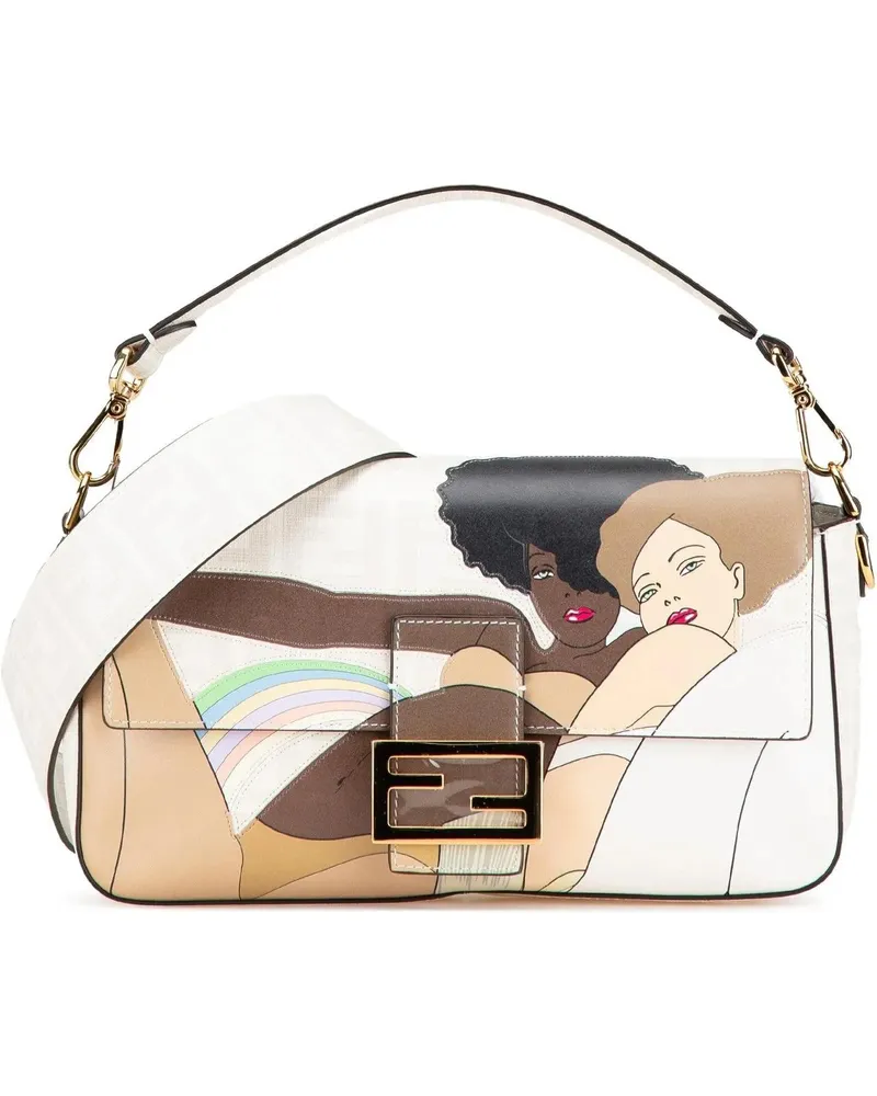 Fendi Hobo Bags 2010-2024 Zucca Graphic Print Coated Canvas Bikini weiß Weiß