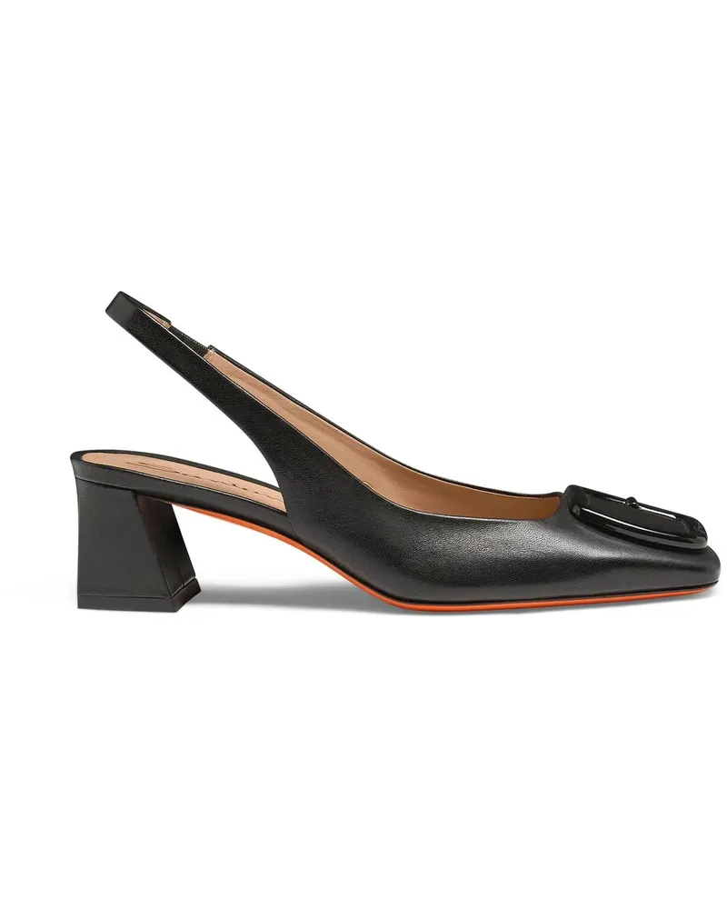 Santoni Hohe Schuhe Women's leather midheel slingback weiß Weiß