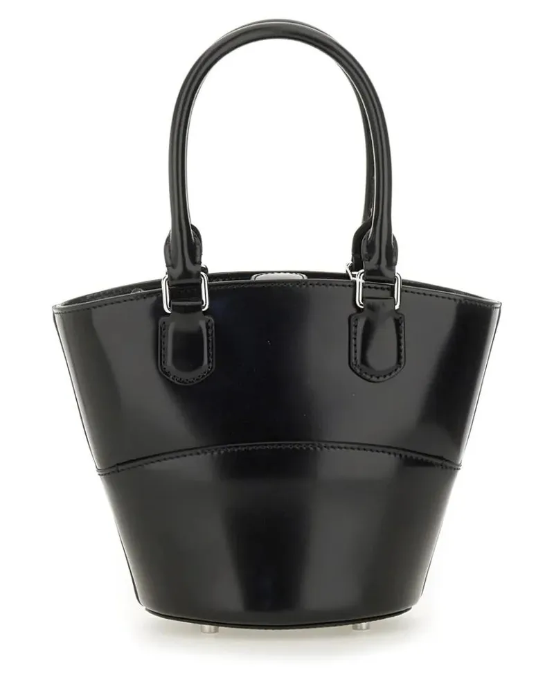 Self-Portrait Shopper & Totes Structured Black Leather Tote With Detachable Char schwarz Schwarz