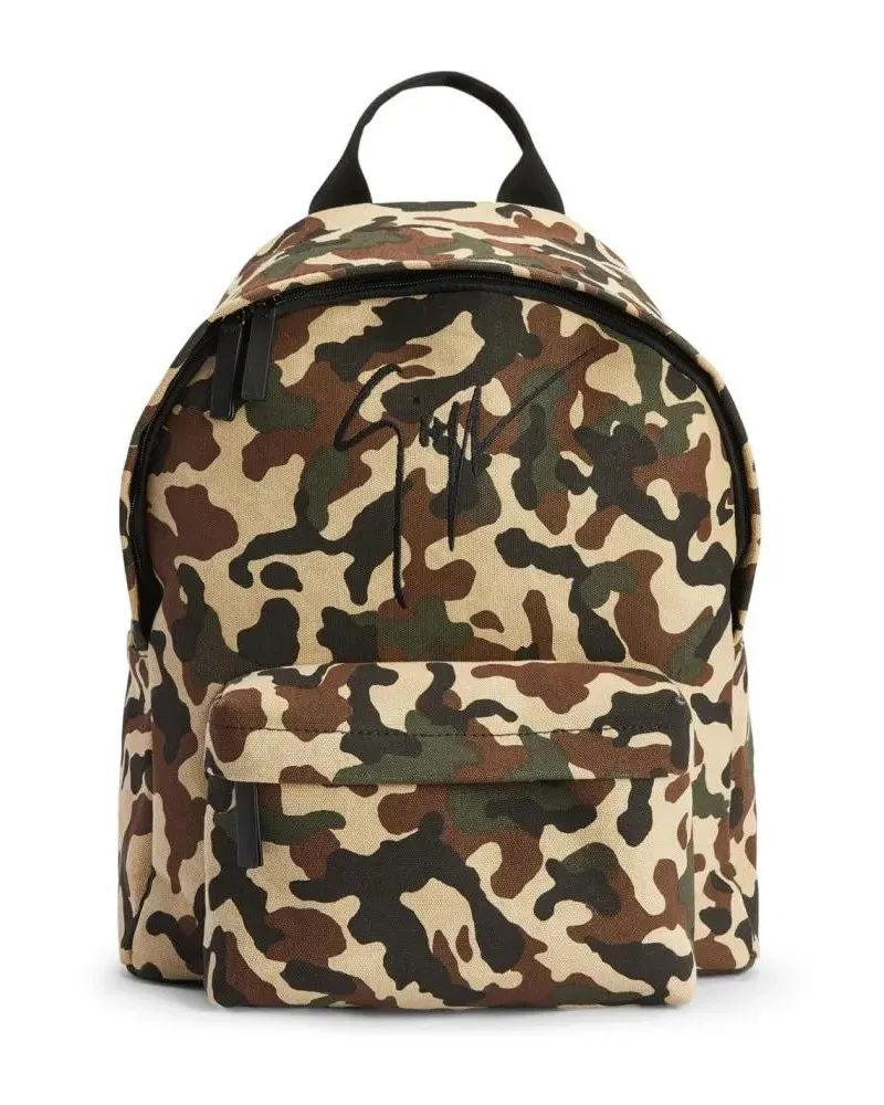 Giuseppe Zanotti Rucksäcke Bud Camouflage Logo Backpack schwarz Schwarz