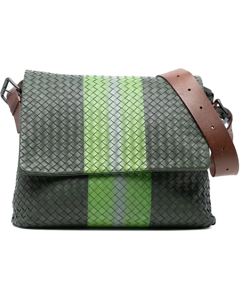 Bottega Veneta Hobo Bags Nappa Intrecciato Stripes Messenger Bag grün Grün