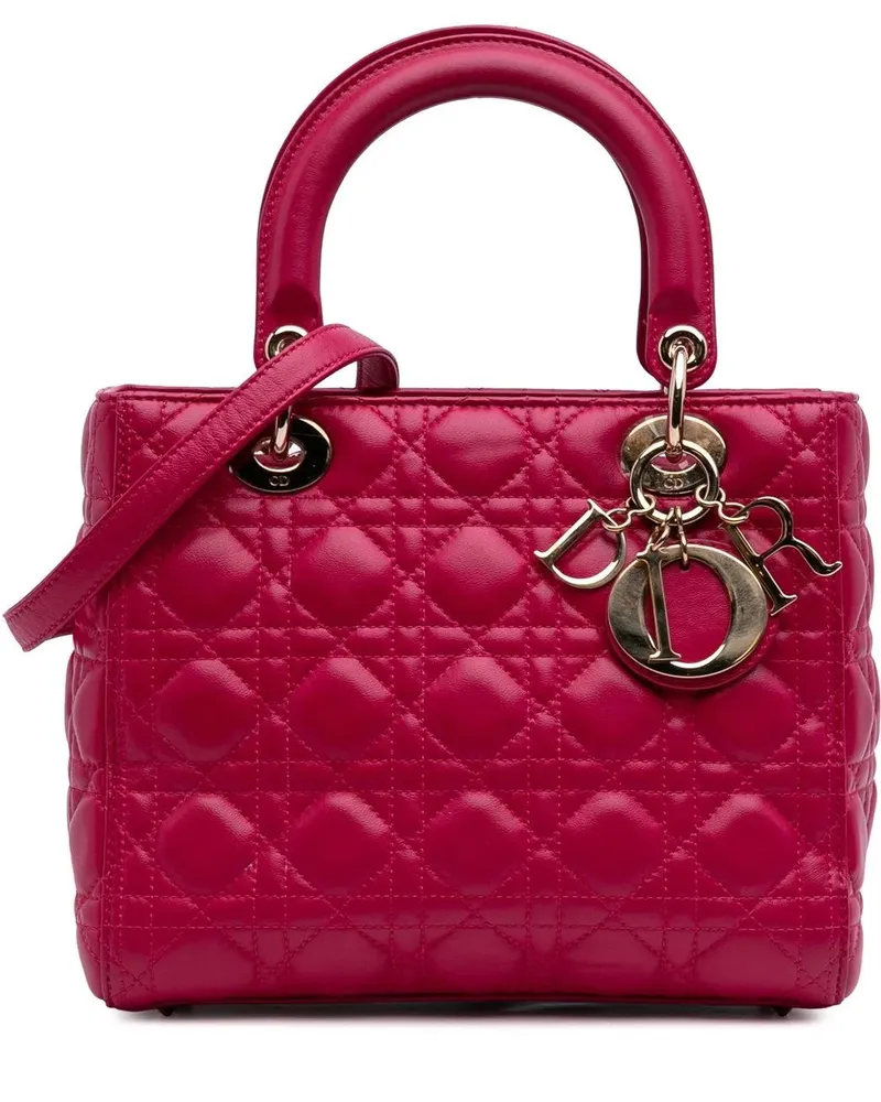 Dior Hobo Bags Medium Lambskin Cannage Lady Dior rosa Gold