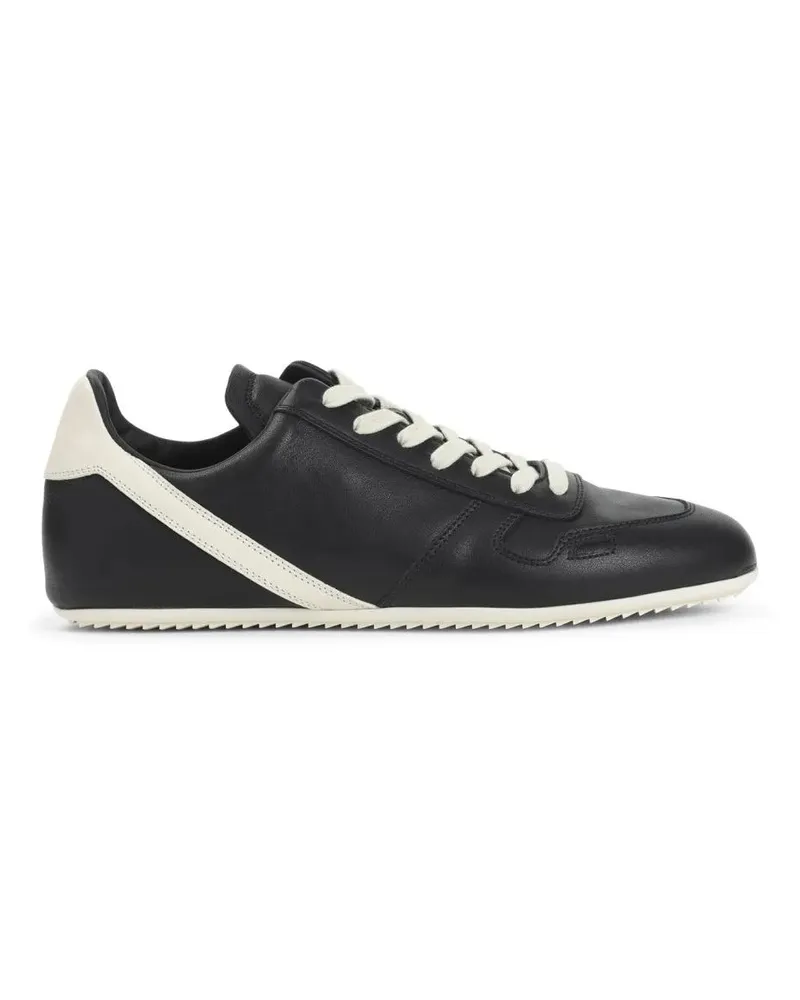Rick Owens Low-Top Sneaker Streamlined Black Leather Sneakers With White Acce schwarz Schwarz