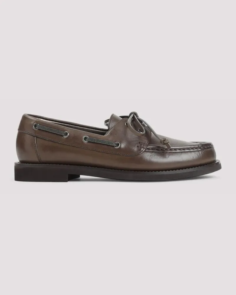 Brunello Cucinelli Raven Brown Leather Loafers braun Braun