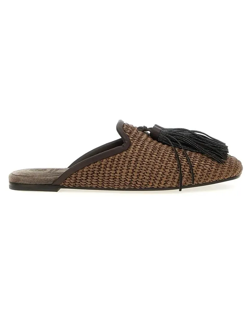 Brunello Cucinelli Sandalen Jewel Tassel Sabots schwarz Schwarz