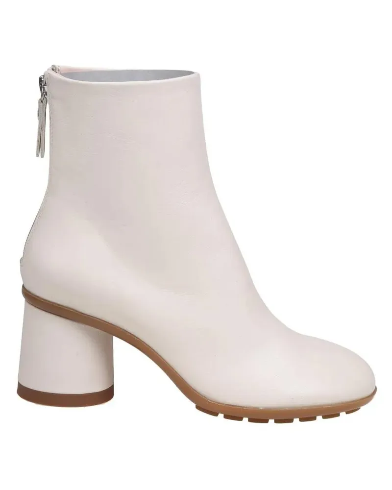 Attilio Giusti Leombruni Stiefel Curvy Ankle Boots In Chalk Color Leather weiß Weiß