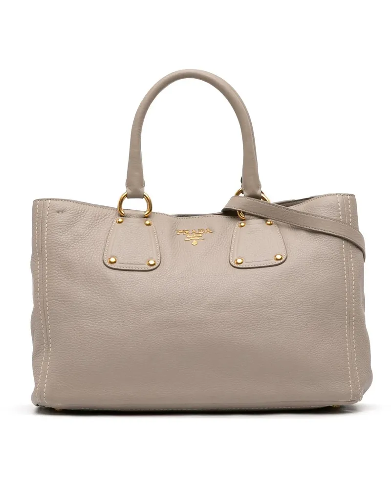 Prada Hobo Bags Vitello Daino Open Convertible Tote grau Grau