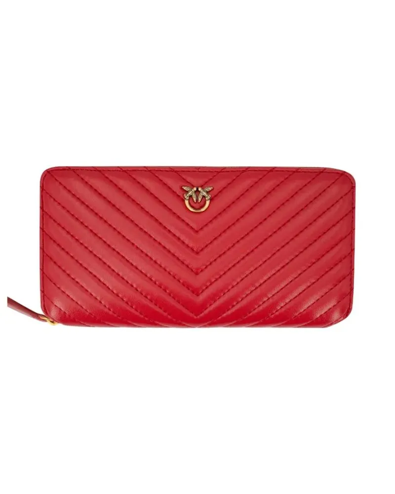 Pinko Portemonnaie Red Antique Gold Leather Wallet rot Rot