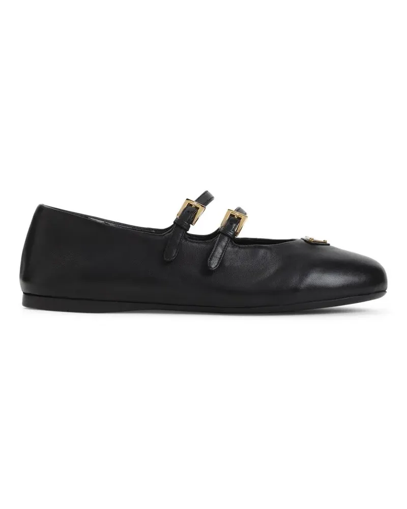 Prada Black Lamb Leather Ballerinas With Decorative Stra schwarz Schwarz