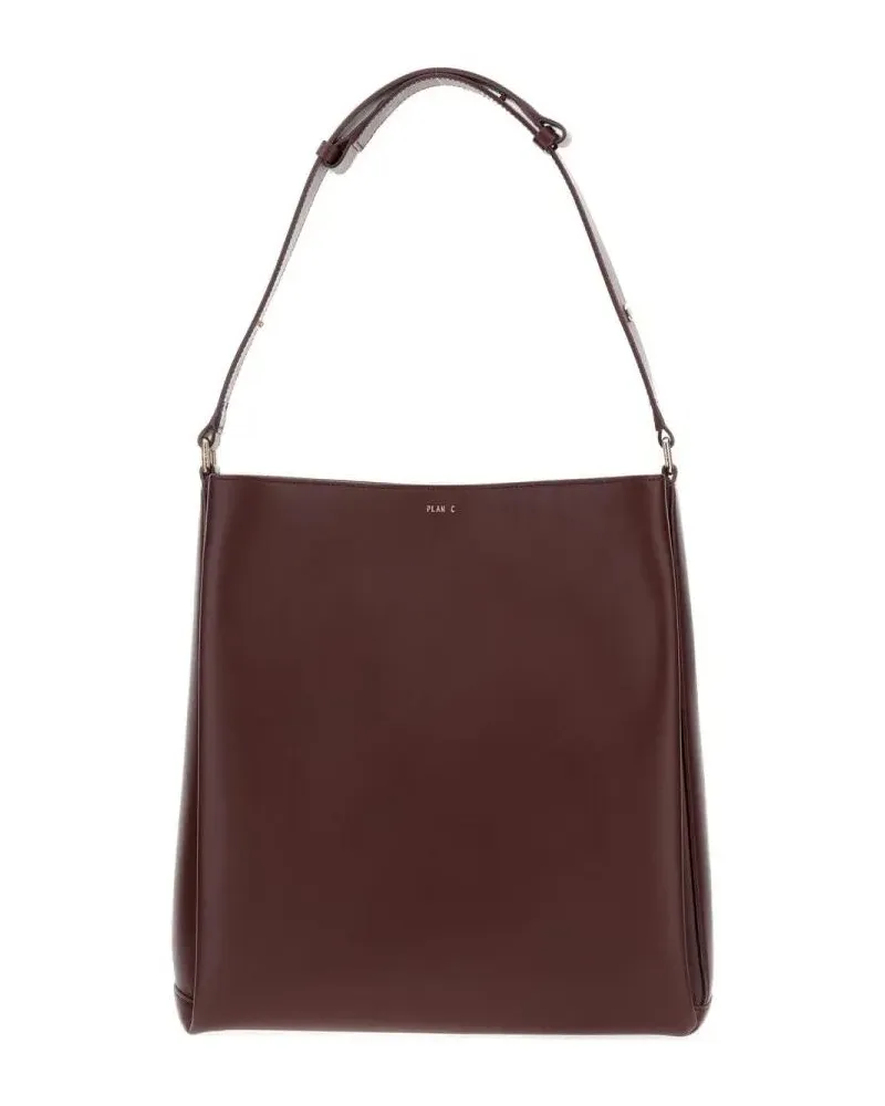 PLAN C Shopper & Totes Bordeaux Leather Shopper Bag With Adjustable Handl braun Braun