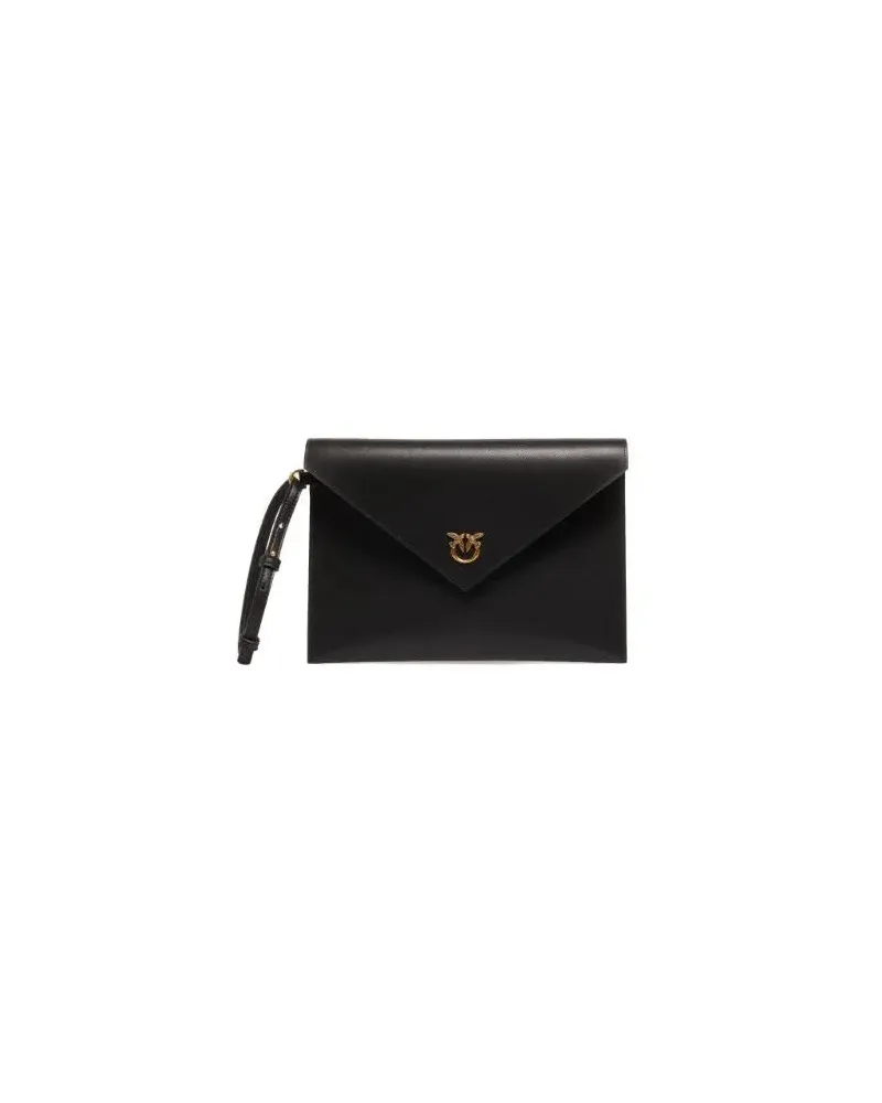 Pinko Clutches Structured Envelope Bag With Pointed Flap And Gold schwarz Schwarz