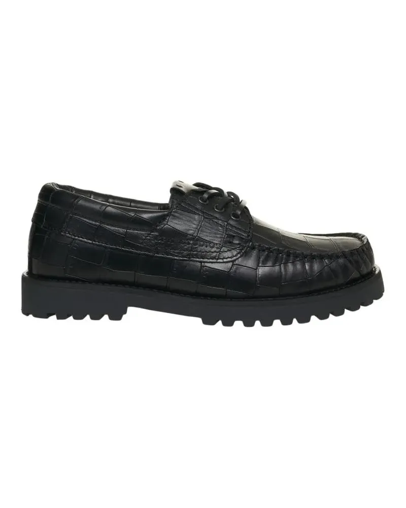 Copenhagen Crocodile Effect Lace-Up Shoes schwarz Schwarz