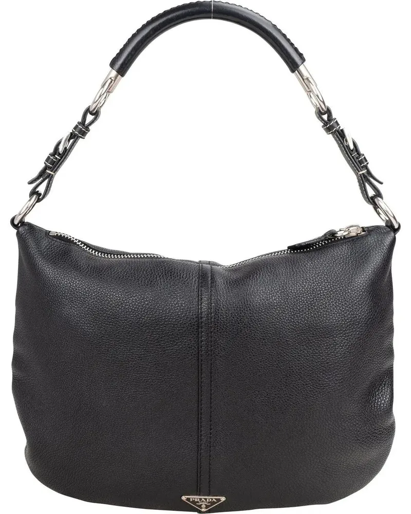Prada Crossbody Bags  Calfskin Triangle Hobo Bag schwarz Schwarz