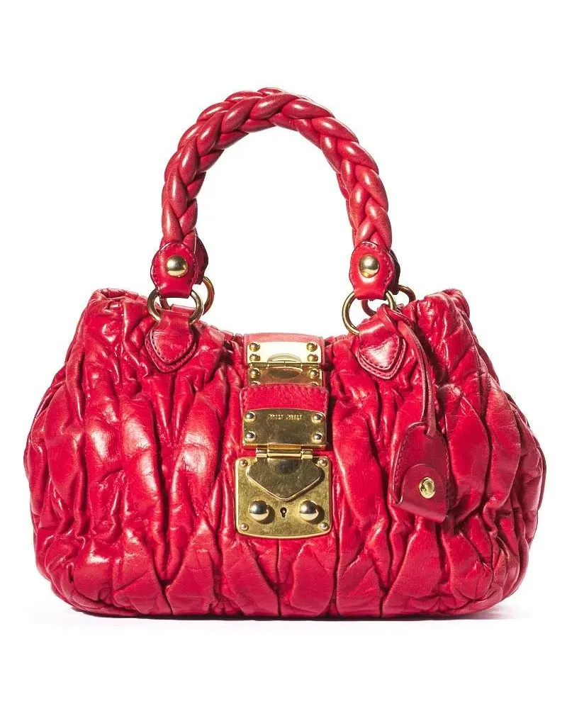 Miu Miu Shopper & Totes Small Square Shopper In Red Grained Leather rot Rot