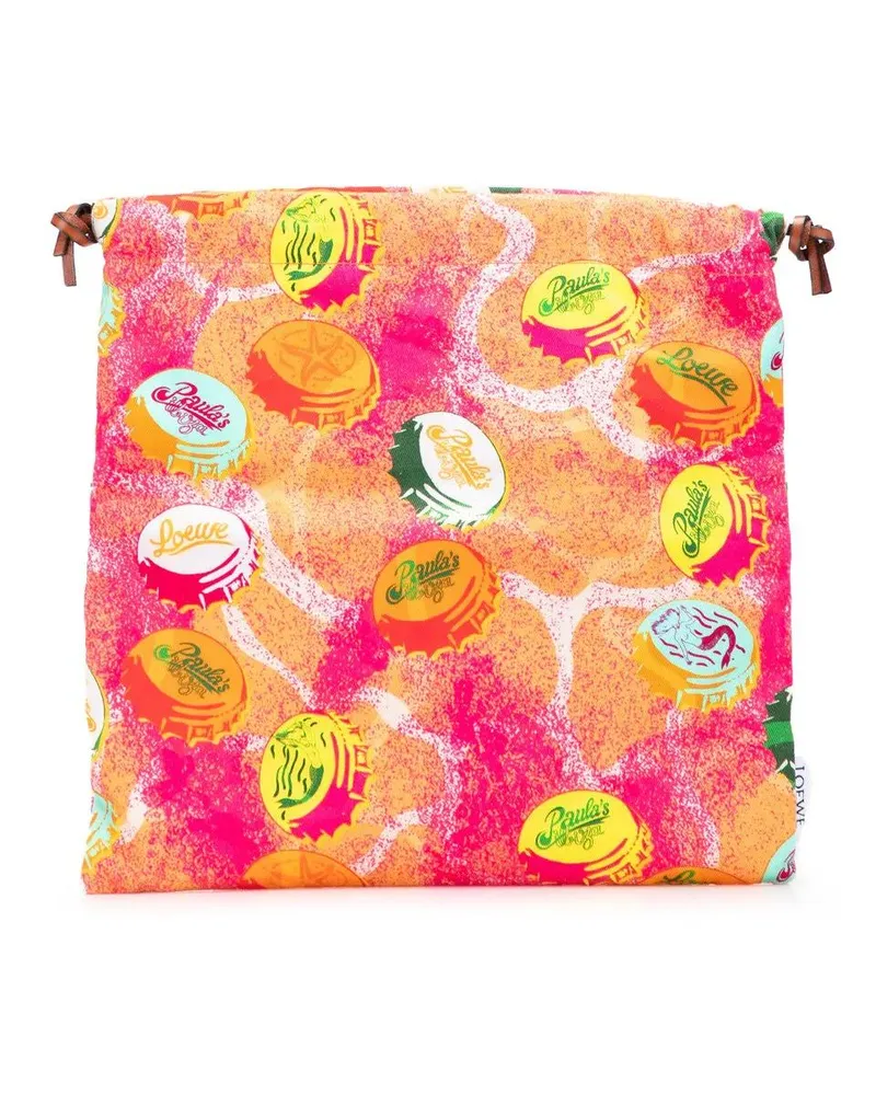 Loewe Kosmetiktaschen Paulas Ibiza Canvas Bottle Cap Print Drawstring Po orange Orange