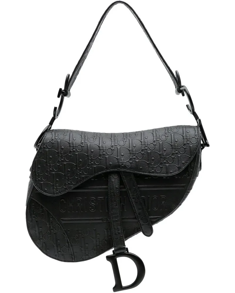Dior Hobo Bags 2019 Oblique Embossed Calfskin Saddle Bag schwarz Schwarz