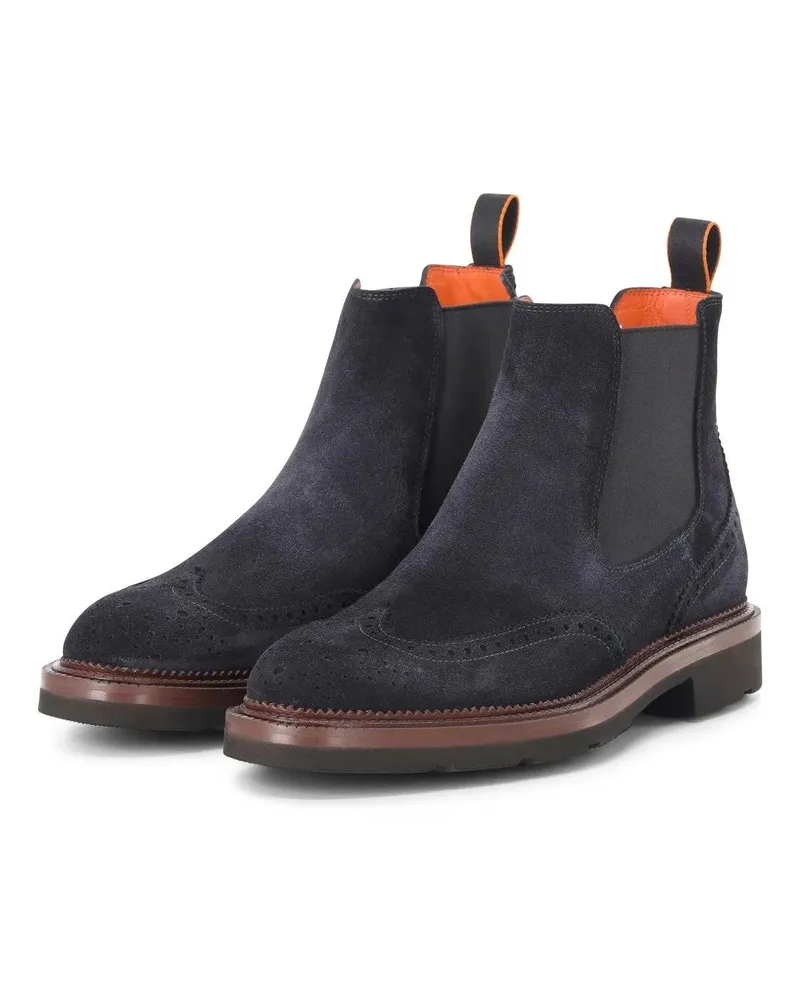 Santoni Low-Top Sneaker Chelsea Boots aus Veloursleder blau Blau