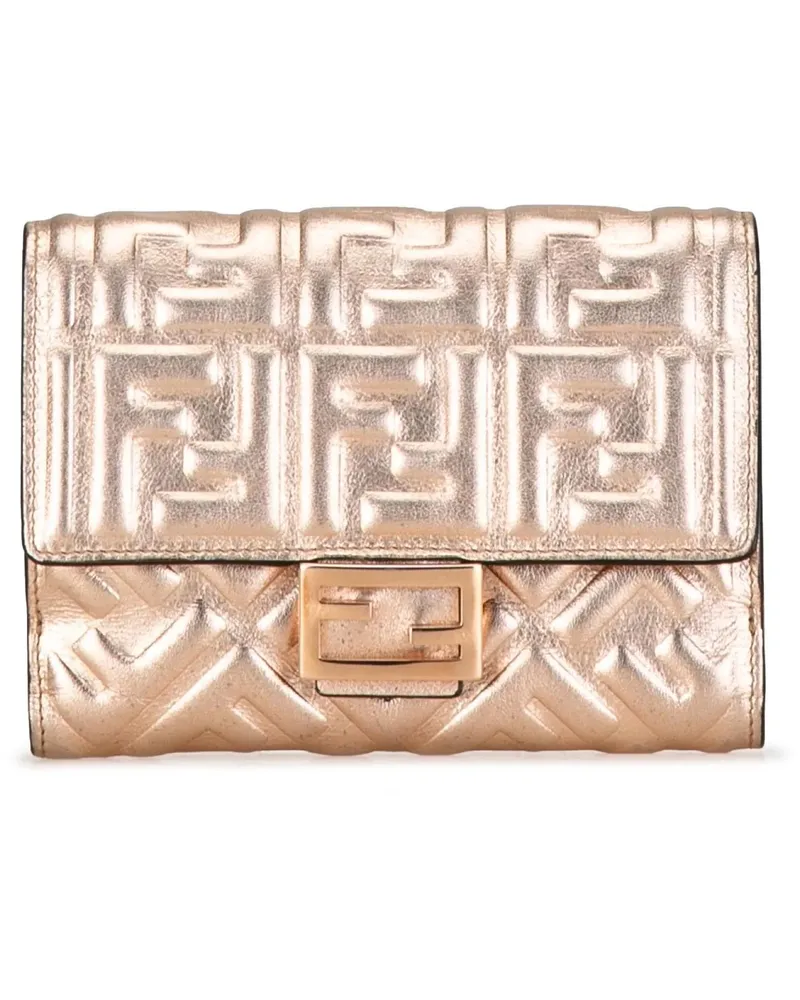Fendi Portemonnaie Zucca Embossed Compact Wallet goldfarben Gold