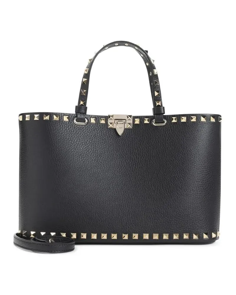 Valentino Garavani Shopper & Totes Black Grained Leather Rockstud Small Tote schwarz Schwarz