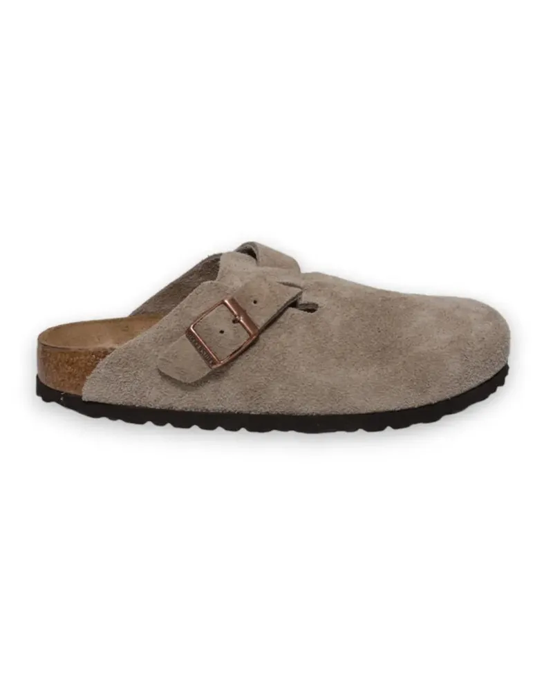Birkenstock Loafer Suede Taupe Boston Clogs With Adjustable Buckle beige Beige