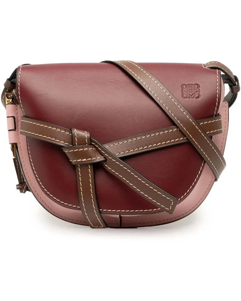 Loewe Hobo Bags Small Tricolor Leather Gate Crossbody rot Rot