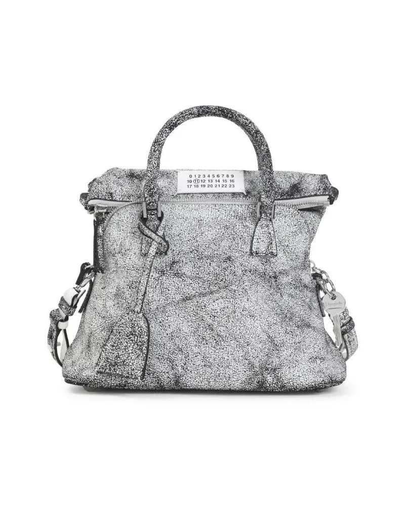 Maison Margiela Hobo Bags Textured Calf Leather Shoulder Bag grau Grau