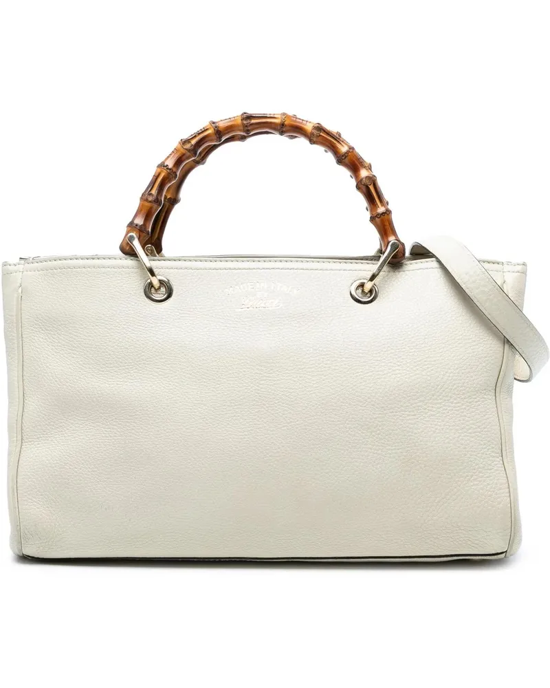 Gucci Hobo Bags Medium Calfskin Bamboo Shopper Satchel weiß Weiß