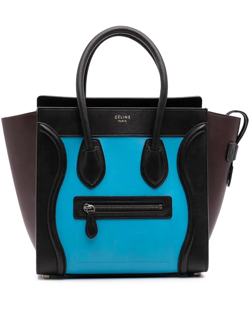Celine Shopper Micro Tricolor Leather Luggage Tote blau Blau