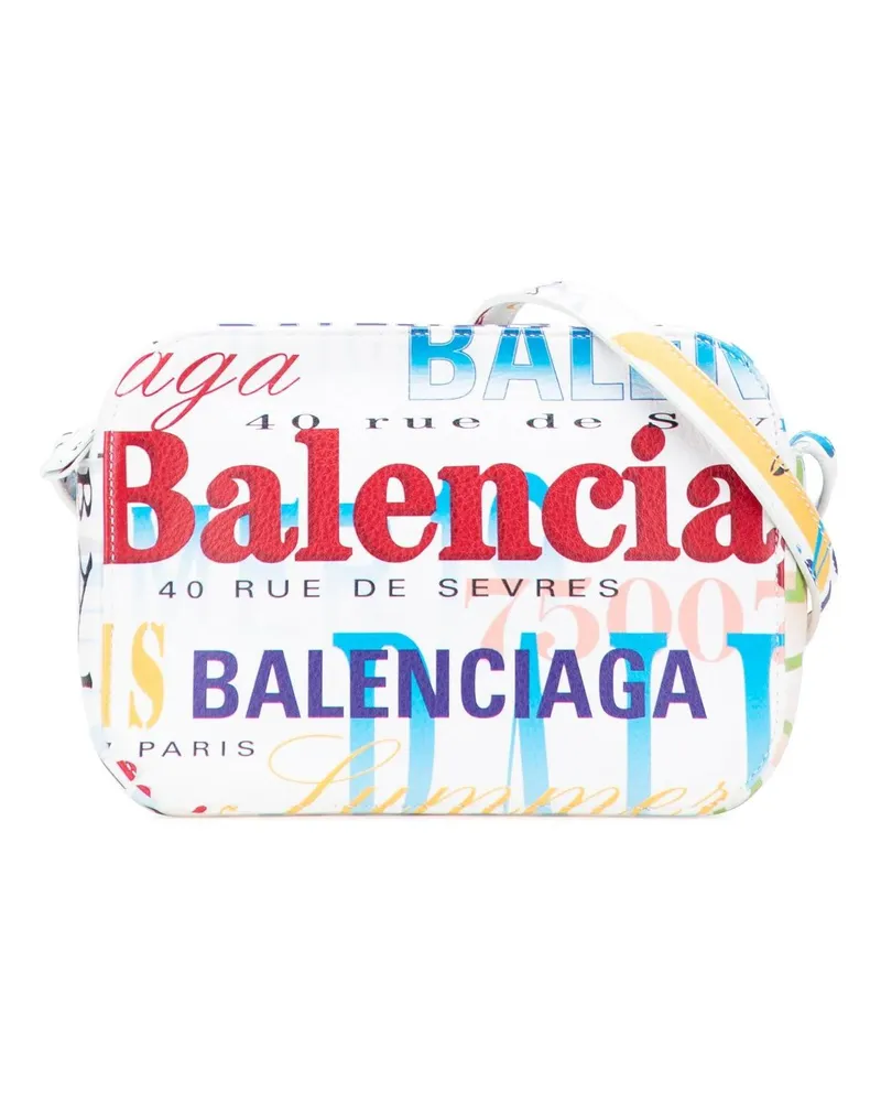 Balenciaga Hobo Bags S Calfskin Logo Print Everyday Camera Bag weiß Weiß