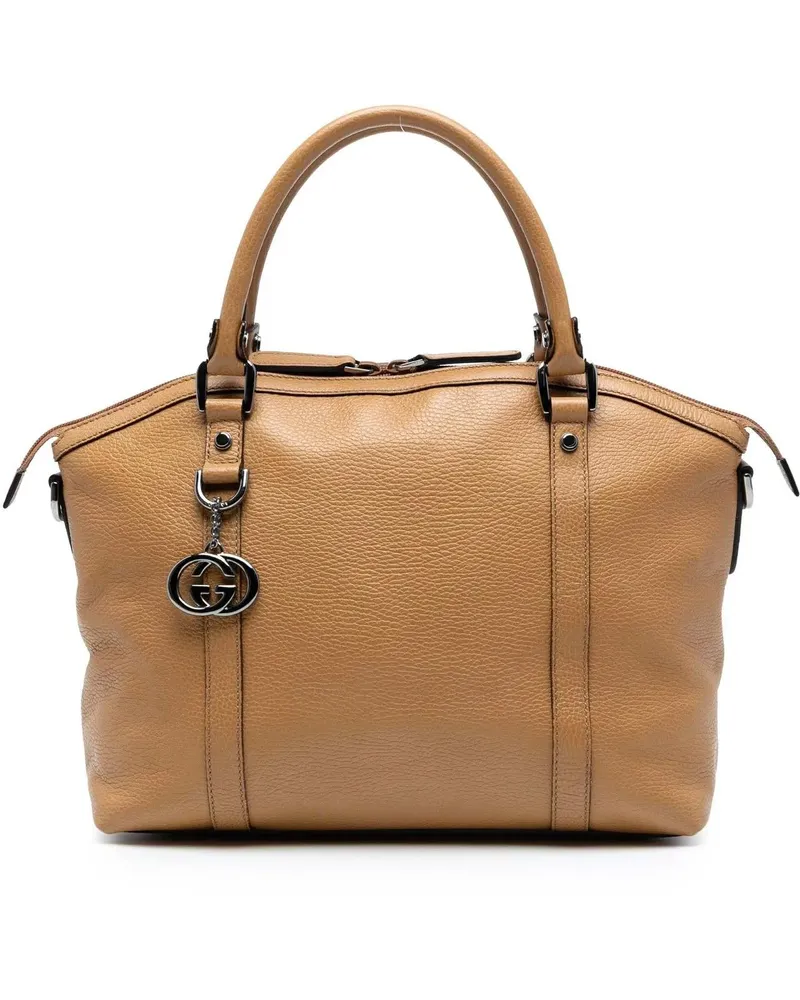 Gucci Hobo Bags Leather GG Charm Dome Satchel braun Braun