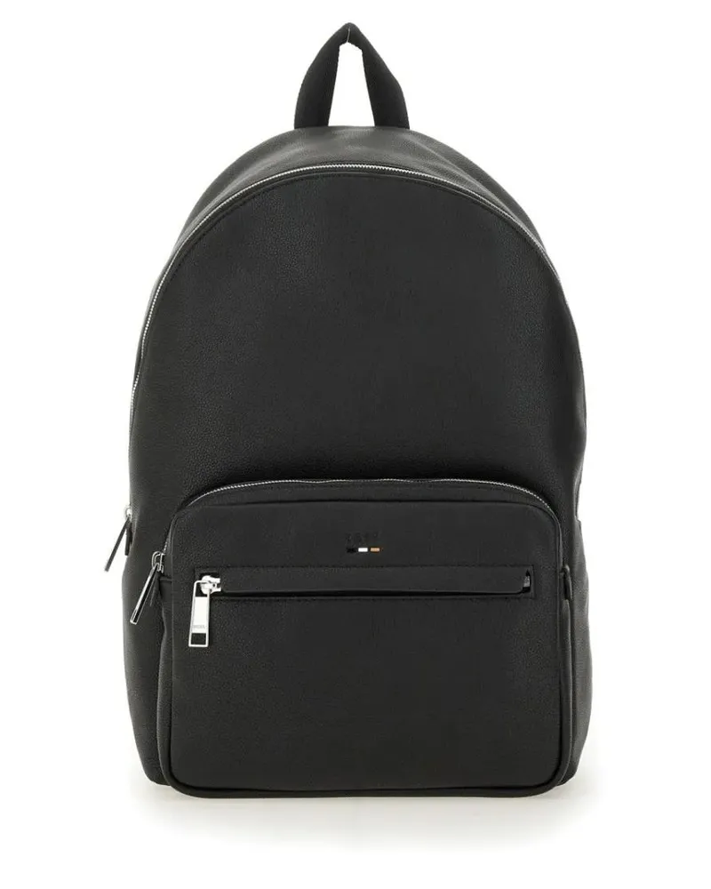 HUGO BOSS Rucksäcke Structured Black Backpack With Subtle Logo Detail schwarz Schwarz