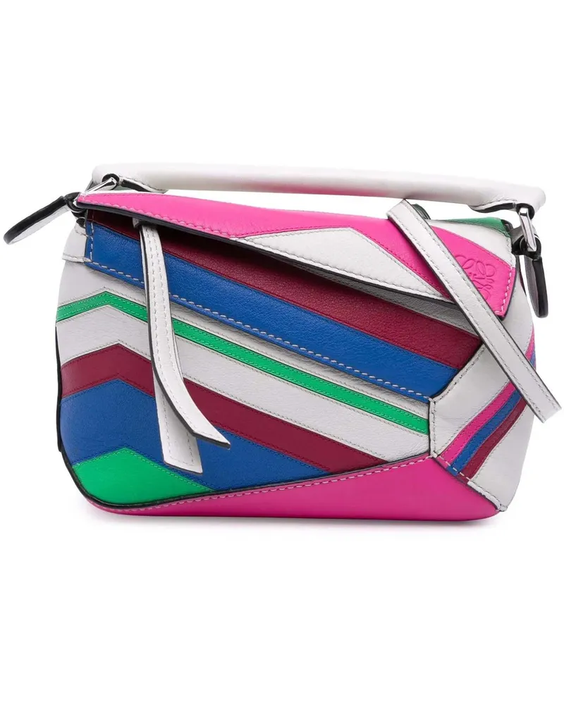 Loewe Hobo Bags Mini Calfskin Zigzag Puzzle Edge Satchel weiß Weiß