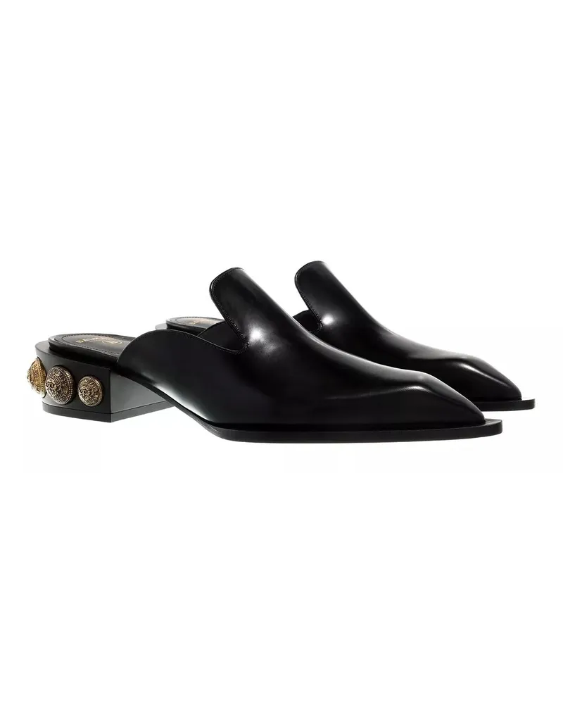 Balmain Slipper & Pantoletten Mule Coin Glossy Leather schwarz Schwarz