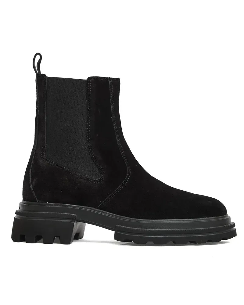 Hogan Stiefel Black Suede Boots schwarz Schwarz