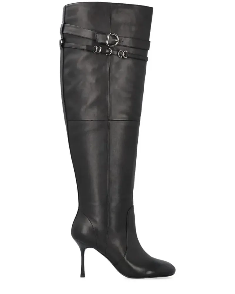 Pinko Stiefel Pointed Toe Knee-High Boots With Decorative Straps schwarz Schwarz