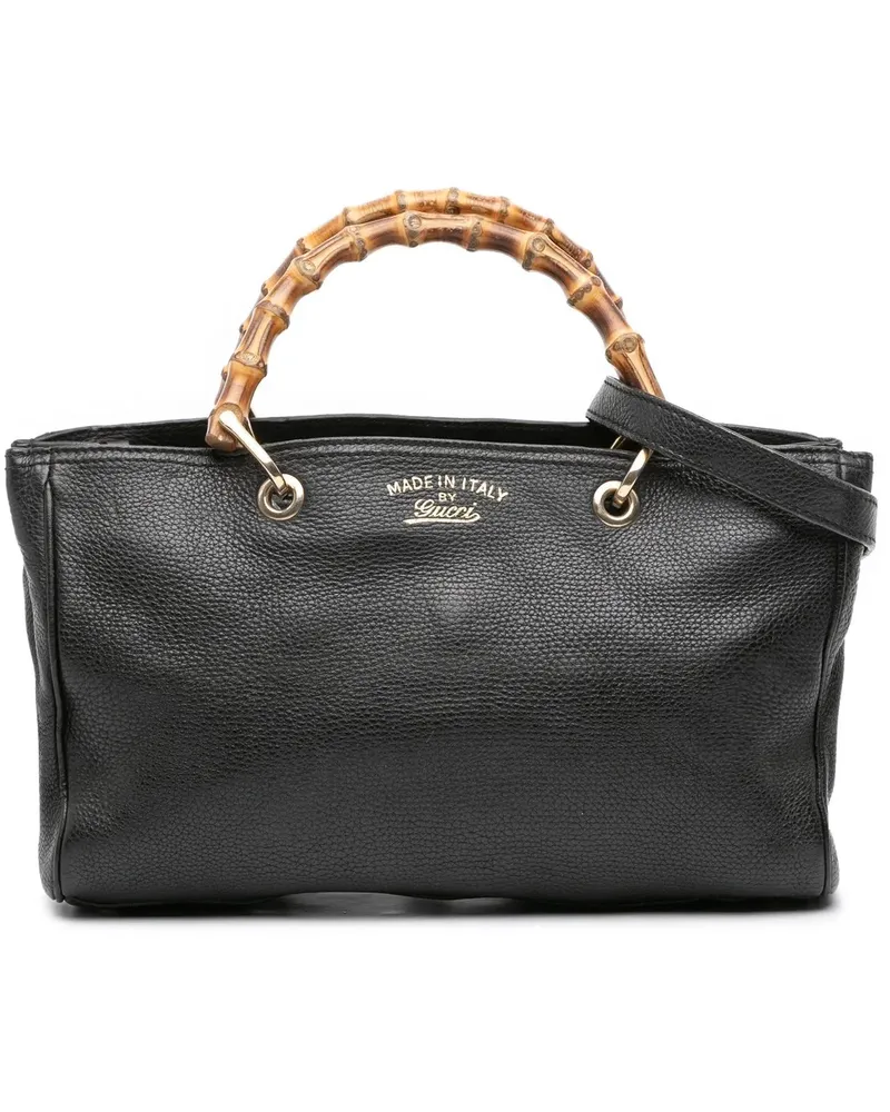 Gucci Hobo Bags Medium Calfskin Bamboo Shopper Satchel schwarz Schwarz